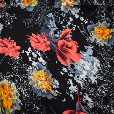 Μαλακό σαφές Viscose ύφασμα Floral τυπωμένο 100% τεχνητής μέταξας για το γάμο φορεμάτων