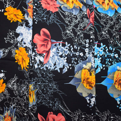 Μαλακό σαφές Viscose ύφασμα Floral τυπωμένο 100% τεχνητής μέταξας για το γάμο φορεμάτων