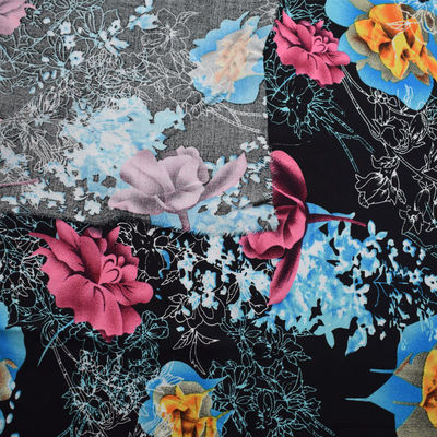 Μαλακό σαφές Viscose ύφασμα Floral τυπωμένο 100% τεχνητής μέταξας για το γάμο φορεμάτων