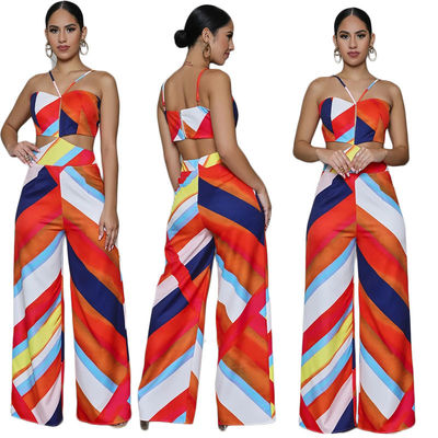 Εσώρουχα ευρύς-ποδιών Halter Jumpsuit τυπωμένων υλών περιστασιακά από τον ώμο Backless Playsuit